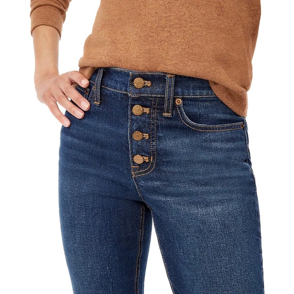 J. CREW Flare Crop Jeans Stretch Denim Button Fly Ankle Dark Wash 5 Pocket NWT - Picture 3 of 7
